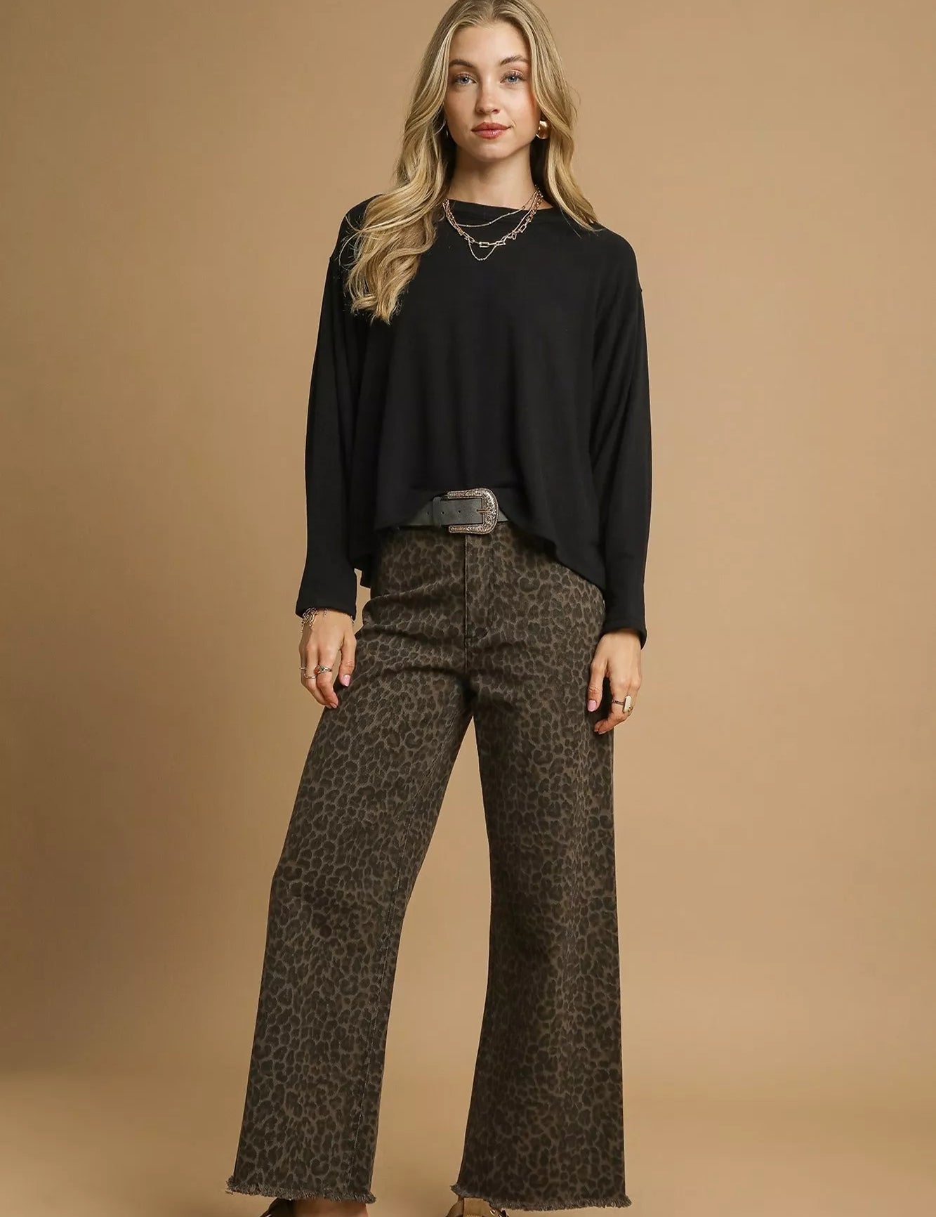 Umgee Brushed Fleeve Crewneck Top | Tops Daverri Fashions