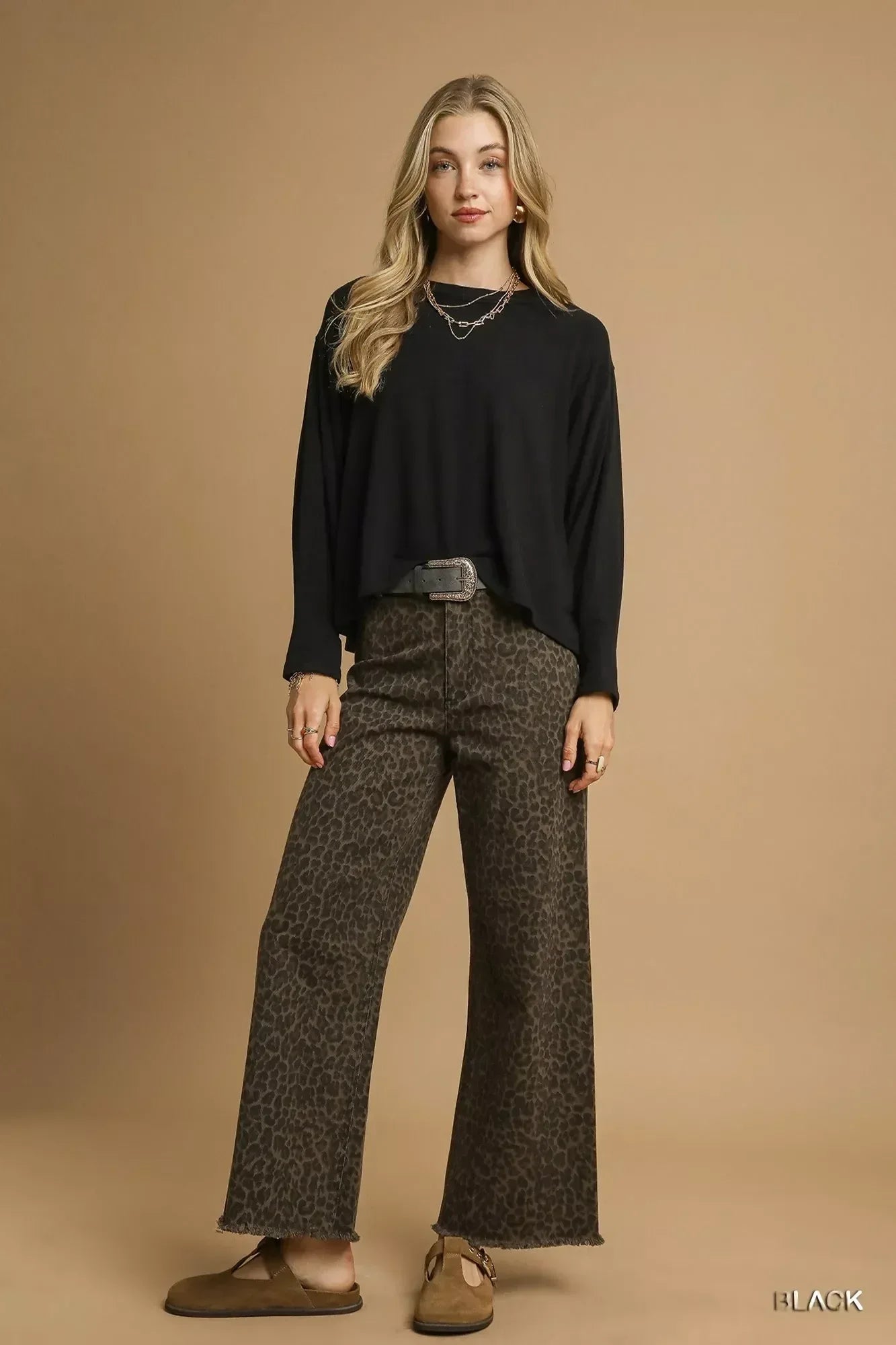 Umgee Brushed Fleeve Crewneck Top - DAVERRI FASHIONS