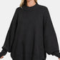 Zenana Side Slit Oversize Sweater Black - DAVERRI FASHIONS