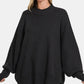 Zenana Side Slit Oversize Sweater Black - DAVERRI FASHIONS