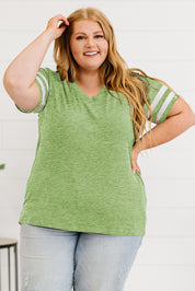 Plus Size Striped V-Neck Tee Shirt | T-Shirts Daverri Fashions