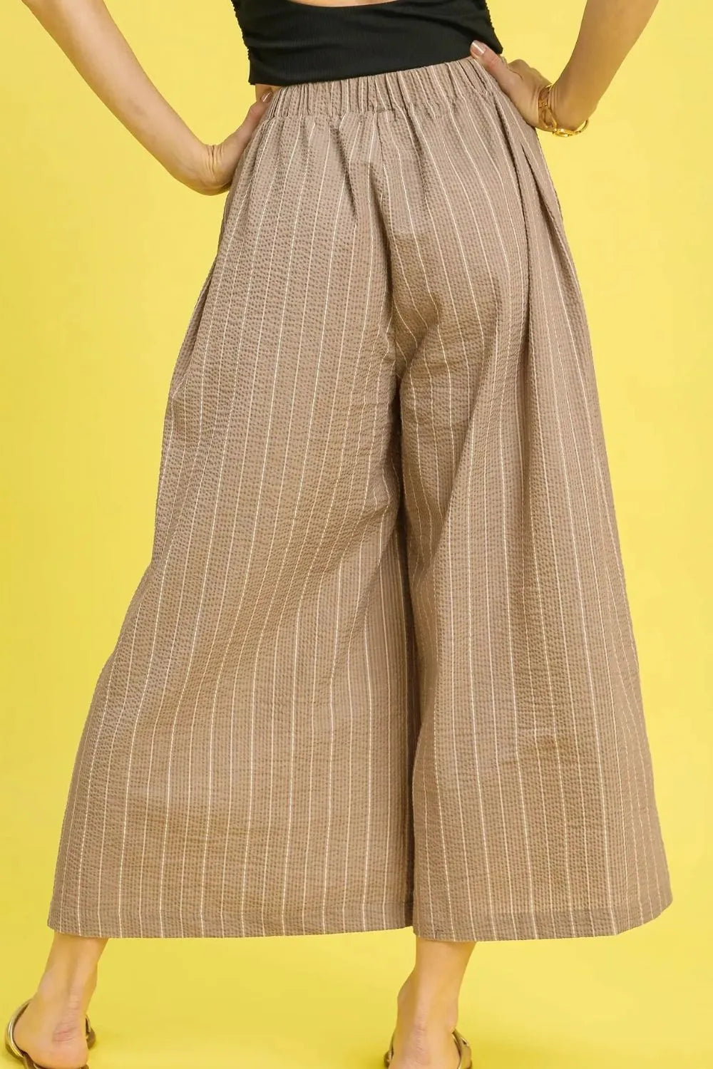 Umgee Pinstripe Crop Palazzo Pants Pants