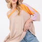 SAGE + FIG Color Block Curved Hem T-Shirt Latte T-Shirts