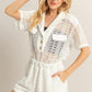 HYFVE Crochet Button Front Short Sleeve Romper Rompers