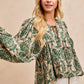 BiBi Printed Woven Front Tied Blouse with Baloon Sleeve - DAVERRI FASHIONS