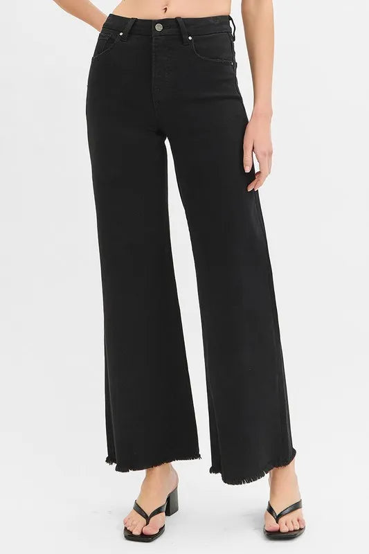 RISEN Full Size Tummy Control High Rise Wide Jeans Plus Size