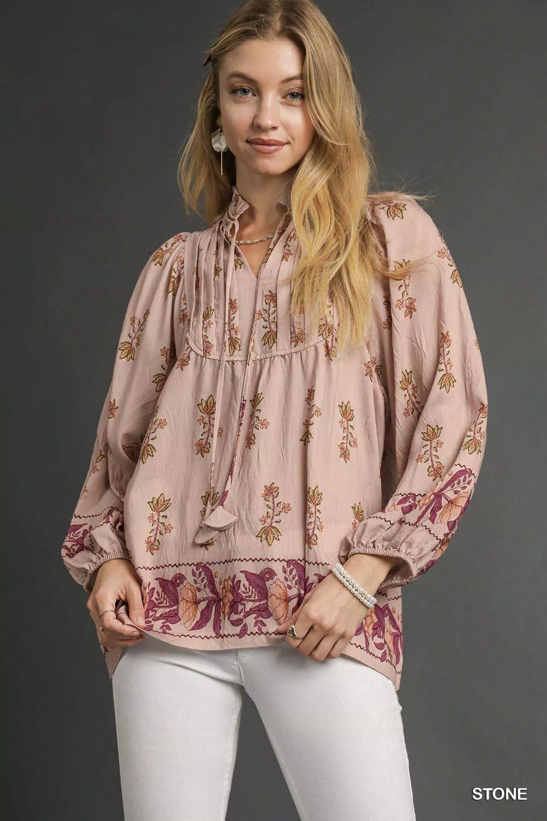 STONE Umgee Floral Boho Peasant Blouse | Blouses Daverri Fashions
