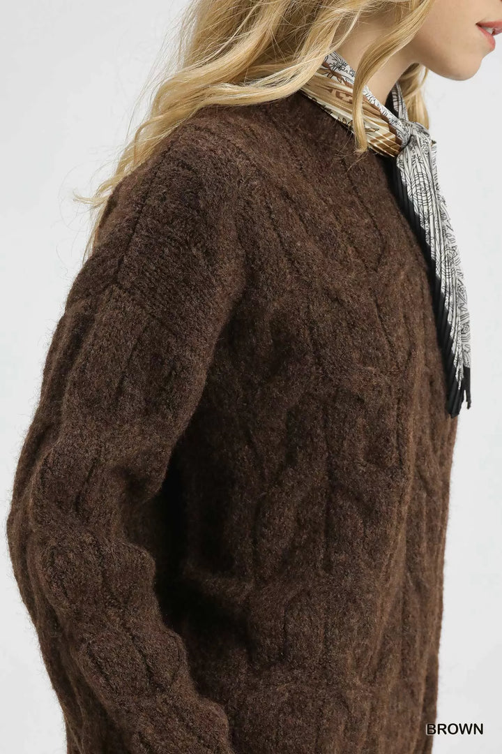 Umgee Cable Knit Cozy Sweater | Sweaters Daverri Fashions