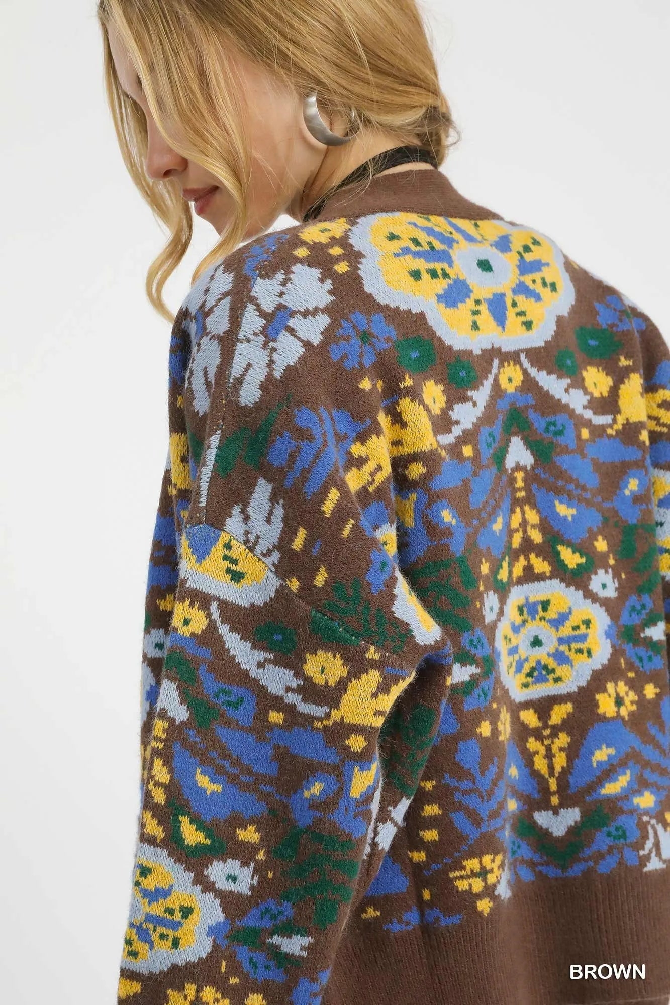 Umgee Floral Knit Button-Up Cardigan Cardigans