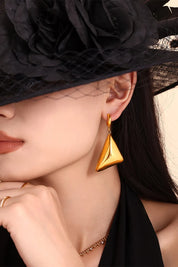 18K Gold-Plated Triangle Dangle Earrings | Earrings Daverri Fashions