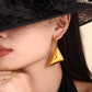 18K Gold-Plated Triangle Dangle Earrings - DAVERRI FASHIONS