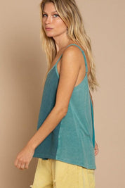 POL Color Block Cami Top TEAL Cami Tops