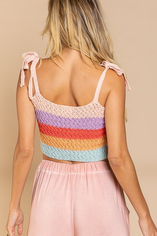 Tie-shoulder Sweater Crop Tank Top Tank Tops