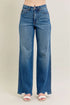 Judy Blue Full Size High Waist Tummy Control Chew Hem Destroy Wide Jeans Plus Size - DAVERRI FASHIONS