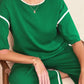 Contrast Trim T-Shirt and Drawstring Pants Set - DAVERRI FASHIONS