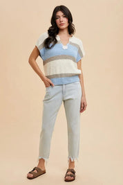 Annie Wear Low Gauge Color Block Textured Sweater Top | Sweaters Daverri Fashions