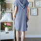 Heimish Full Size Ribbed Short Sleeve Hooded Dress - DAVERRI FASHIONS
