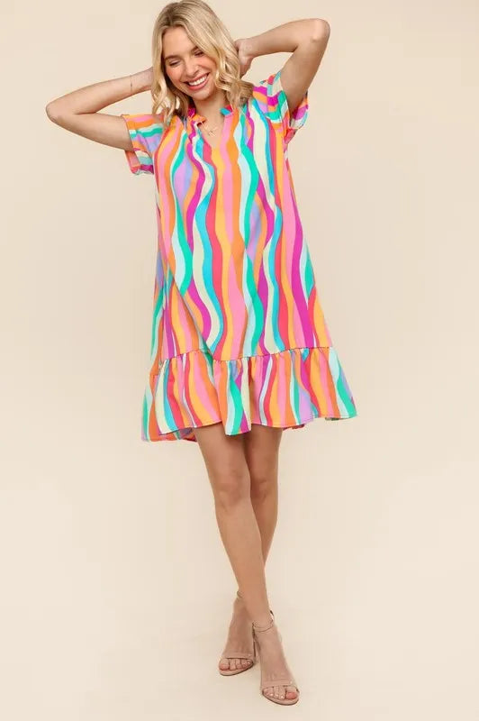 Haptics Tiered Woven Ruffle Hem Dress Knee Length Dresses