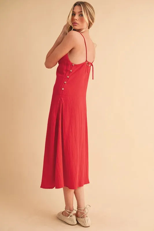 Aemi+Co Side Button Midi Cami Dress