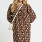 Umgee Floral Tie-Neck Babydoll Dress BROWN PINK