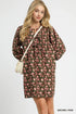 Umgee Floral Tie-Neck Babydoll Dress BROWN PINK