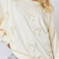 Pearl Embellished Bow Long Sleeve Sweatshirt - DAVERRI FASHIONS