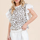 Lime 'N' Chili Ribbed Leopard Print Ruffle Detail Sleeveless Top