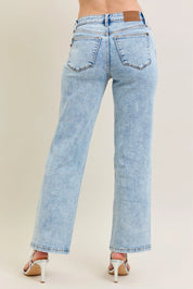 Judy Blue Full Size High Waist Stone Wash Straight Jeans Plus Size | Jeans Daverri Fashions