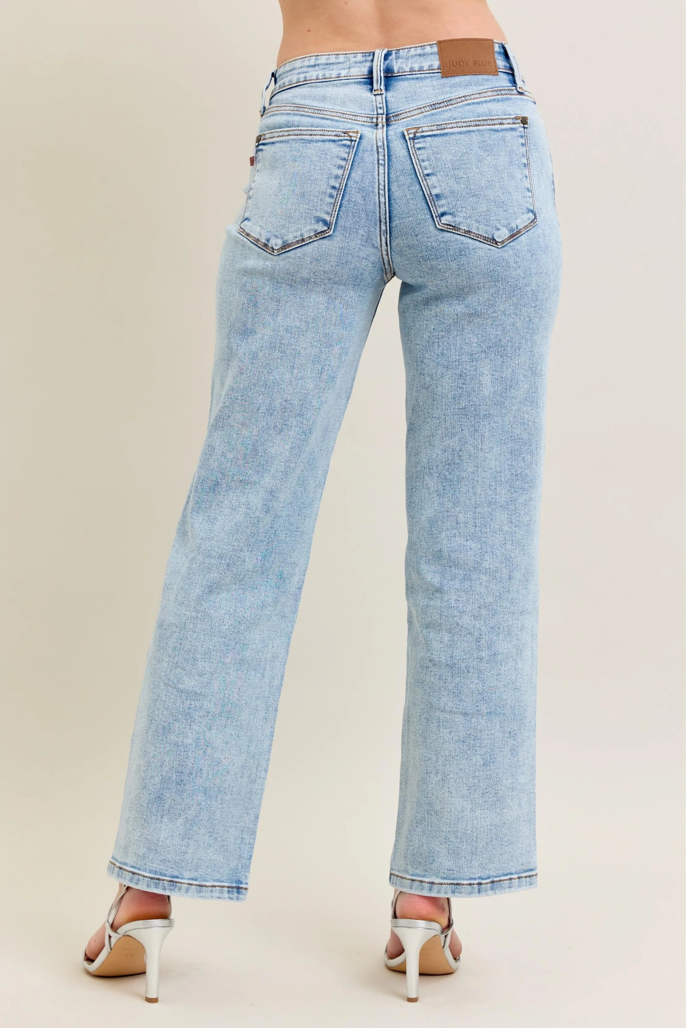 Judy Blue Full Size High Waist Stone Wash Straight Jeans Plus Size | Jeans Daverri Fashions