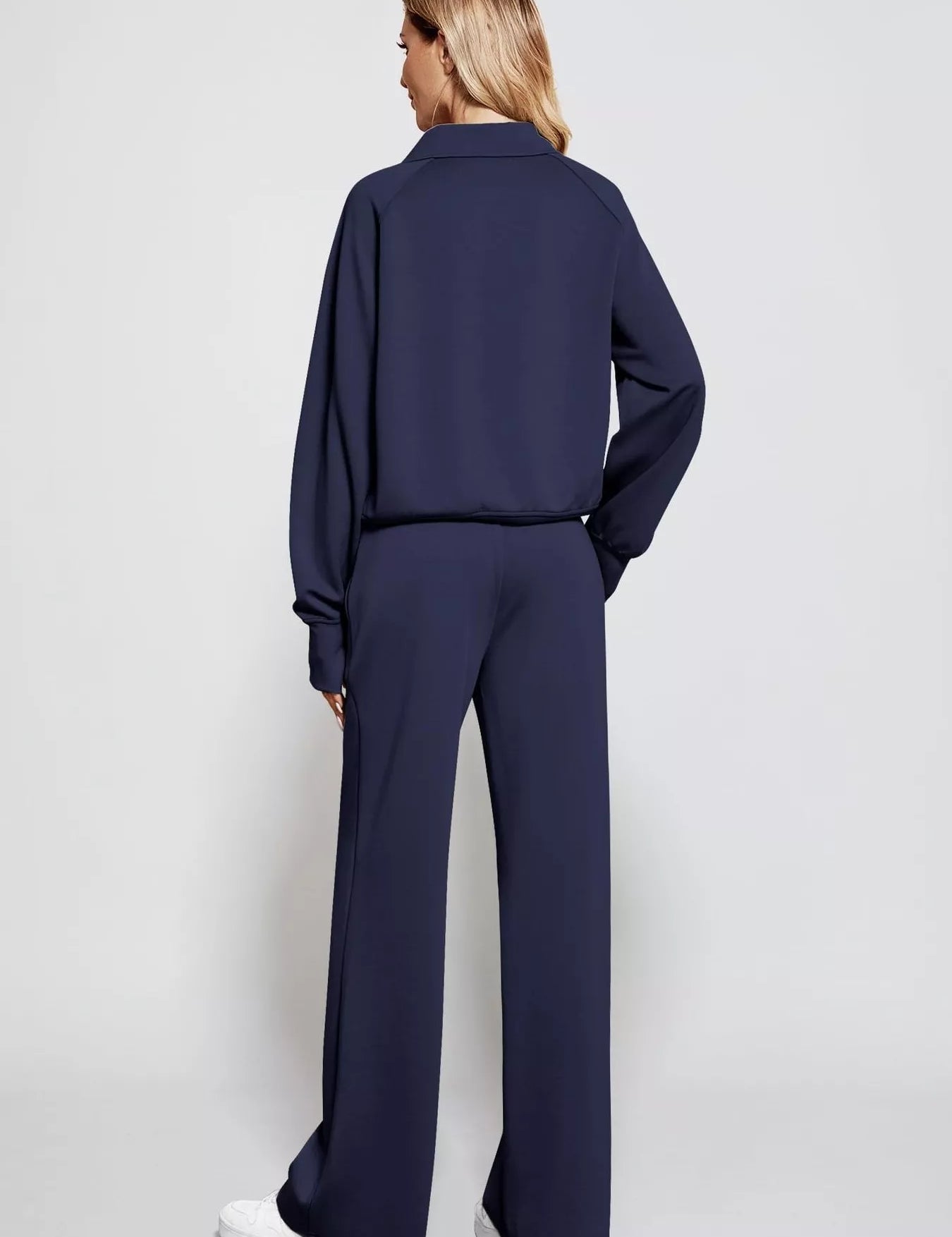 Full Size Half-Zip Sweatshirt and Wide-Leg Pants Set Plus Size | Outfit Sets Daverri Fashions