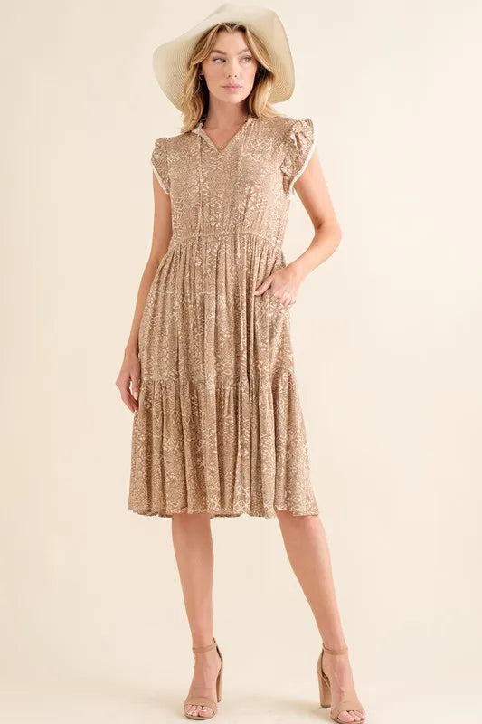 And The Why Boho Printed Tiered Dress Knee Length Dresses