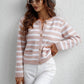 Striped Button Front Cardigan - DAVERRI FASHIONS