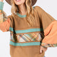 SAGE + FIG Mineral Wash Raw Edge Color Block Sweatshirt Hazelnut Sweatshirts