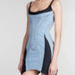 Contrast Adjustable Strap Denim Dress - DAVERRI FASHIONS