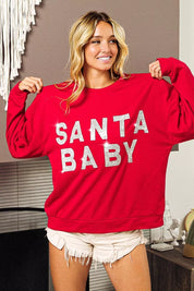BiBi Santa Baby Lettering Christmas Sweatshirt | Sweatshirts Daverri Fashions