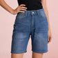 Daverri high waist denim shorts with classic five-pocket design and button closure