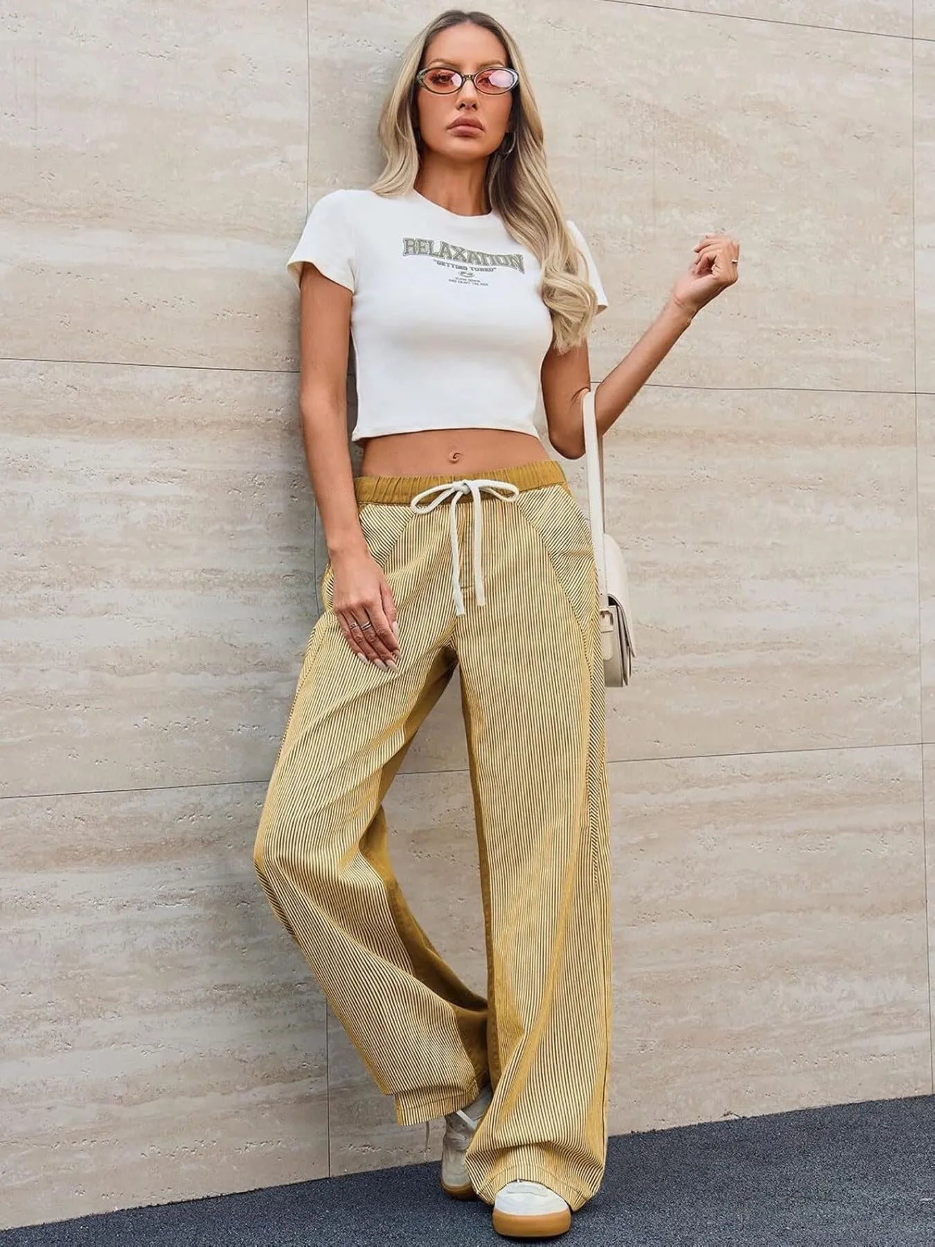 Striped Wide Leg Jeans | Pants Daverri Fashions