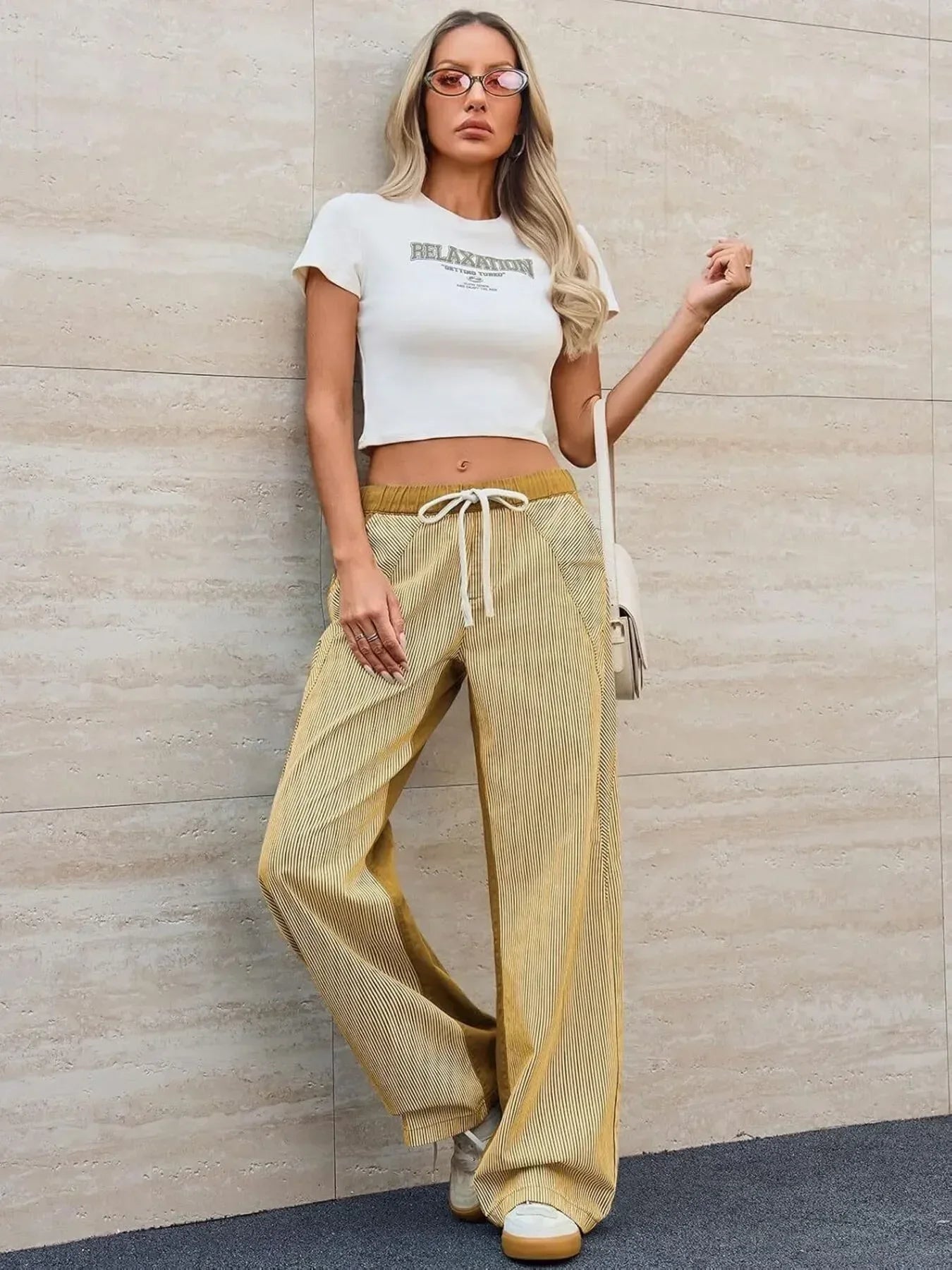 Striped Wide Leg Jeans - DAVERRI FASHIONS