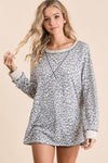 BiBi Leopard Round Neck Long Sleeve T-Shirt - DAVERRI FASHIONS