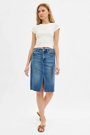 RISEN High Rise Front Slit Pencil Skirts | Daverri Fashions