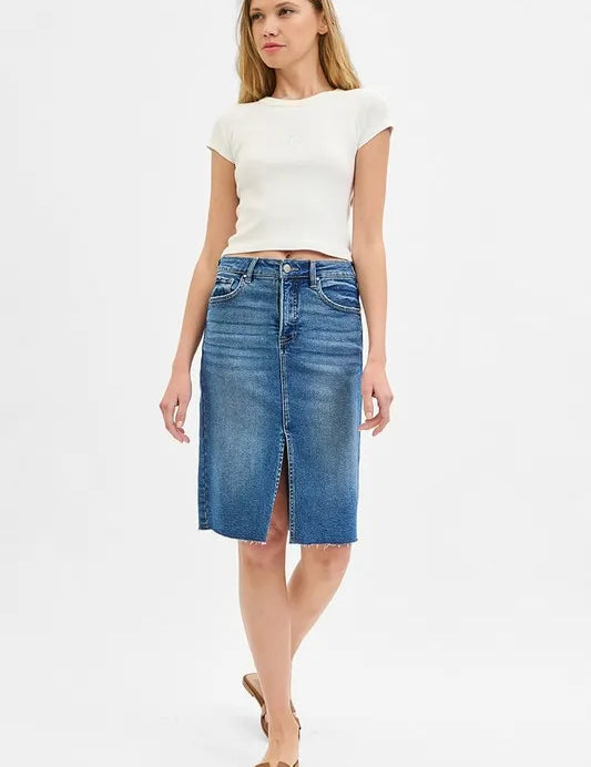RISEN High Rise Front Slit Pencil Skirts | Daverri Fashions