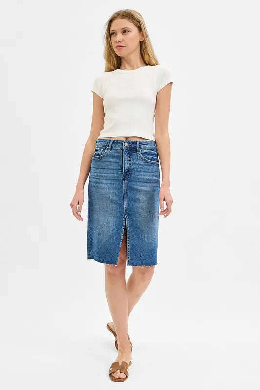 RISEN High Rise Front Slit Pencil Skirts | Daverri Fashions