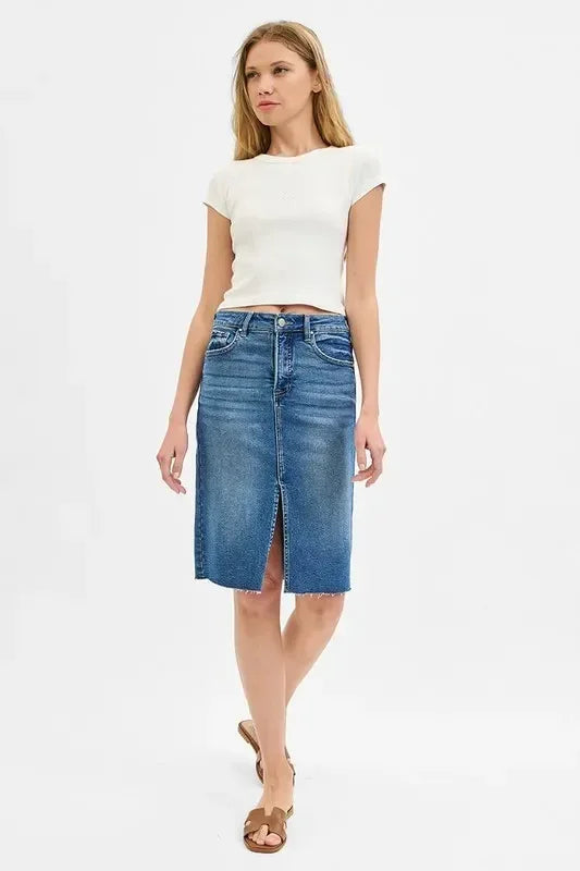 RISEN High Rise Front Slit Pencil Skirts - DAVERRI FASHIONS