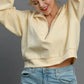 Umgee Full Size Half Zip Cropped Sweatshirt Plus Size
