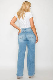 bytos Full Size Distressed High Rise Straight Jeans | Jeans Daverri Fashions