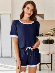 Daverri Fashions navy blue white striped cotton pajama set