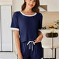 Daverri Fashions navy blue white striped cotton pajama set