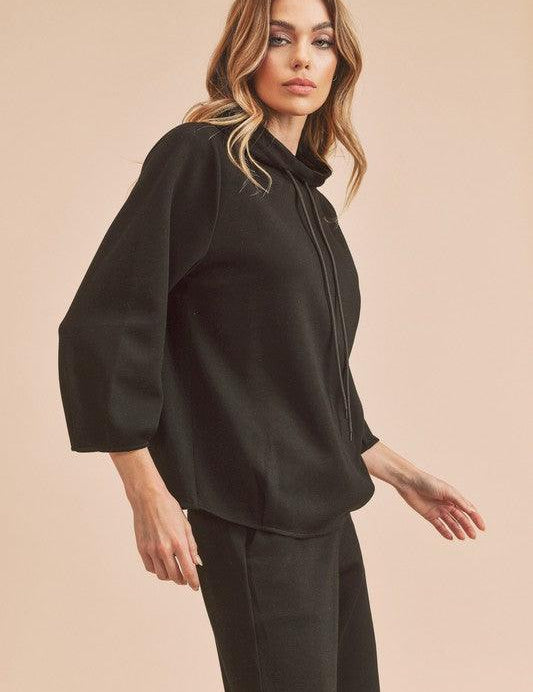 Aemi + Co Lightweight Drawstring Mock Neck Sweatshirt | Sweatshirts Daverri Fashions
