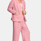 Zenana Quilted Button Up Long Sleeve Top and Pants Lounge Set Pink - DAVERRI FASHIONS