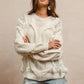 BiBi Faux Fur Detailed Pointelle Cable Knit Sweater - DAVERRI FASHIONS